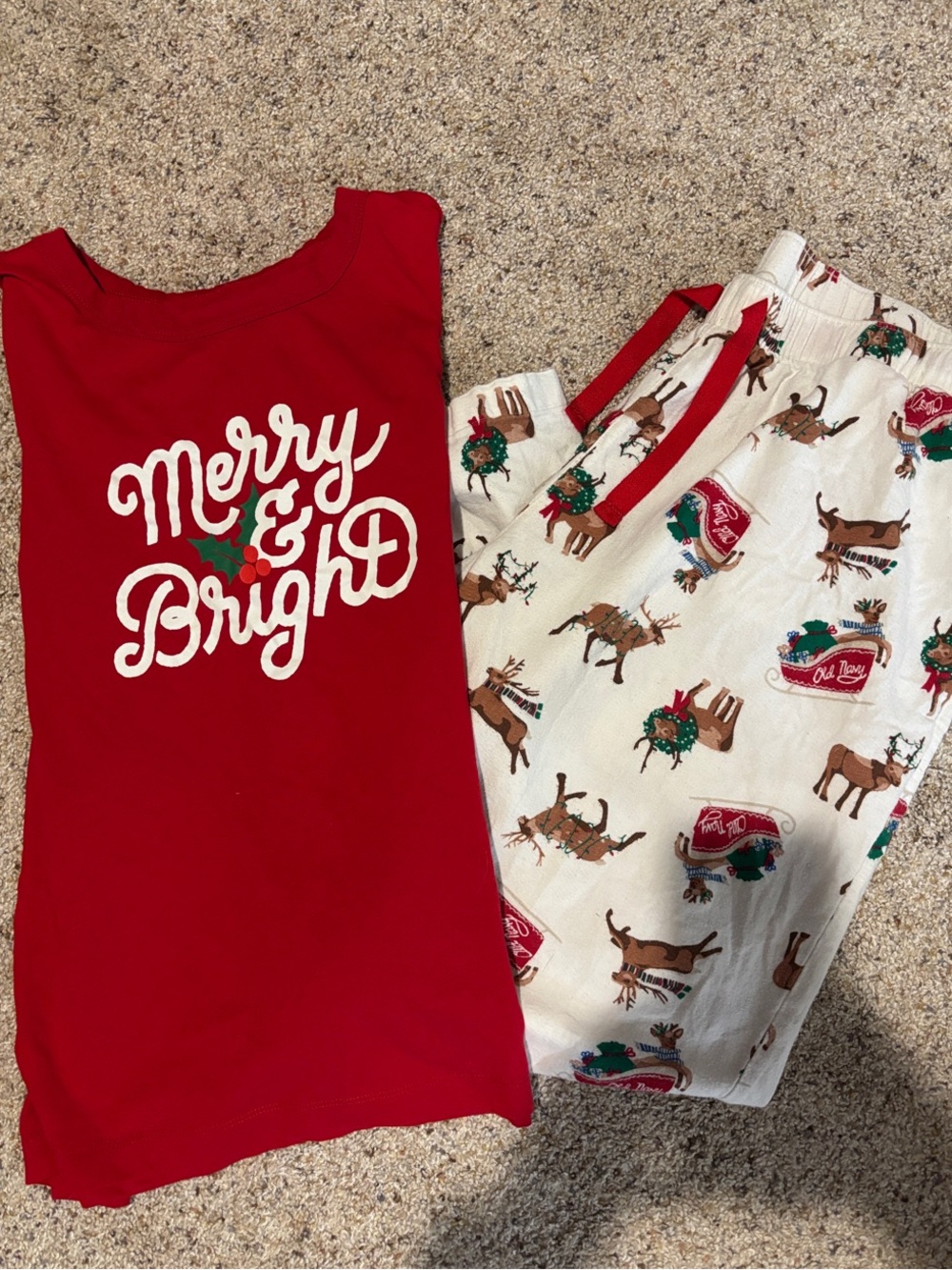 Women’s Old Navy Flannel Pants Merry & Bright Holiday Pajama Set